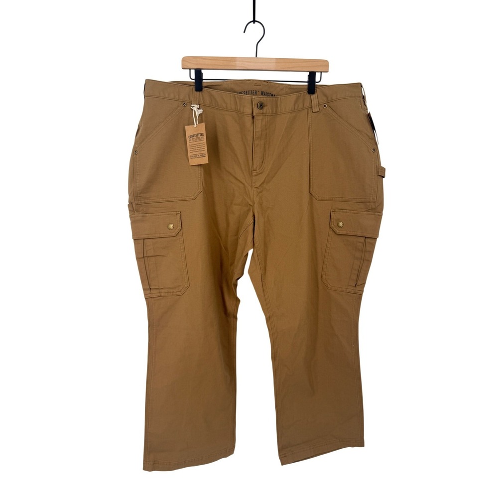 Duluth Trading Co Womens Plus Fire Hose DuluthFlex Cargo Pants 24W x 29 Brown